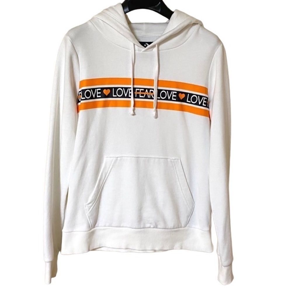 Converse Women’s White|Orange Love The Progress Pullover Hoodie Sz M